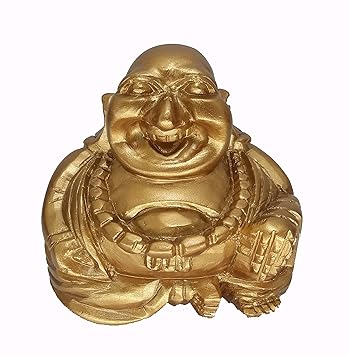 Buy Sehar Crafts Laughing Buddha Statue Marble With Painted Copper