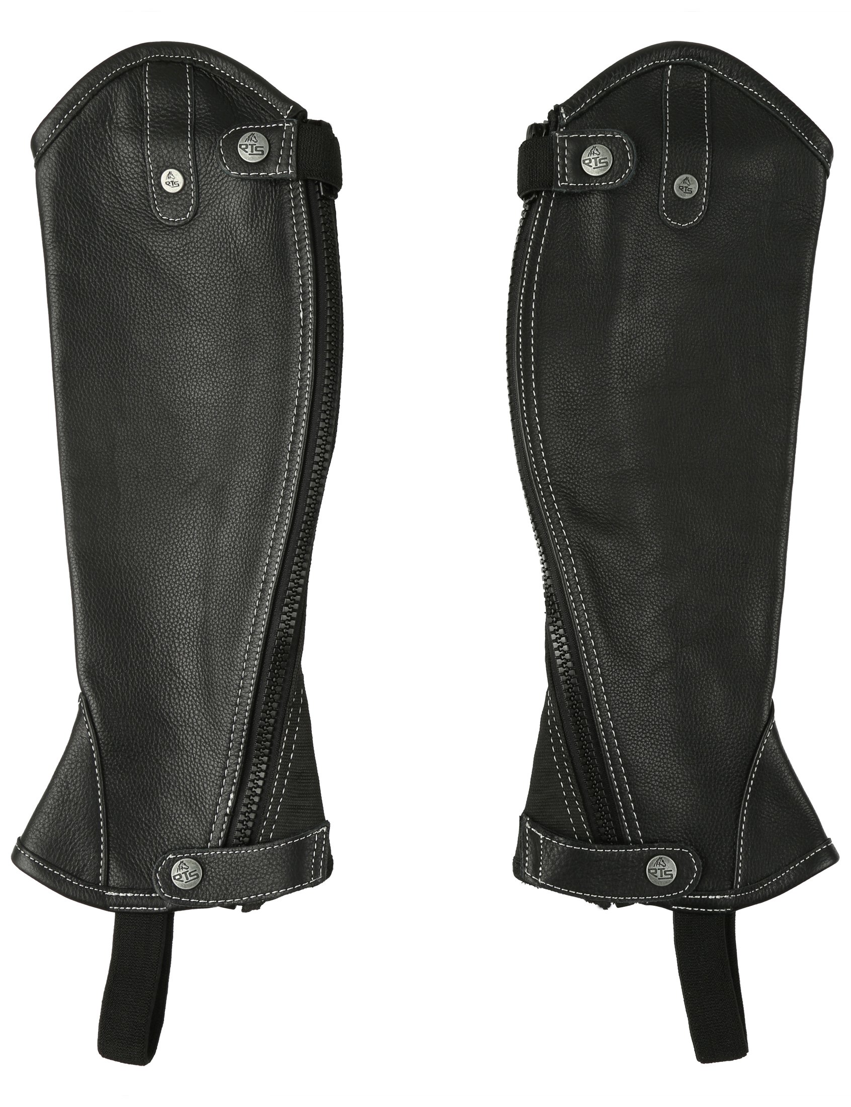 RTS women's leather chaps gaiters with contrast stitching, Womens, mit Kontrastnähten, black
