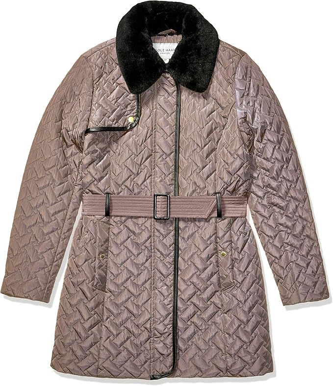 Cole Haan 可汗 中长款女式保暖棉服夹克 M码1折.68 海淘转运到手约¥321