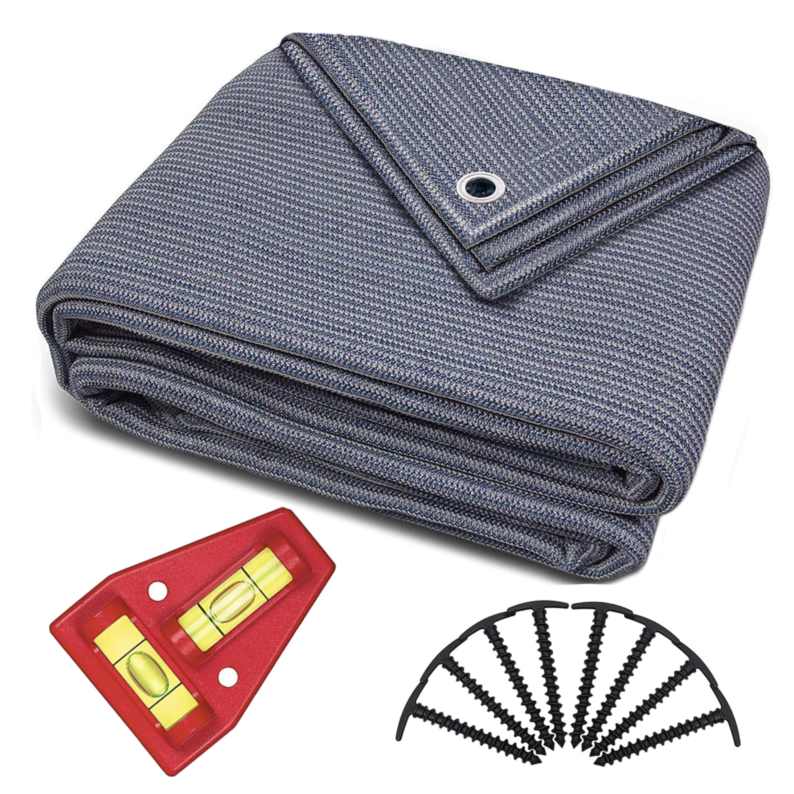 smartpeas Vorzeltteppich 250x400 cm - Camping Outdoor Teppich Blau/Grau - Camping Vorzeltteppich ist Aus Polyethylen (HDPE) Mit Edelstahl-Ösen Robust und Waschbar