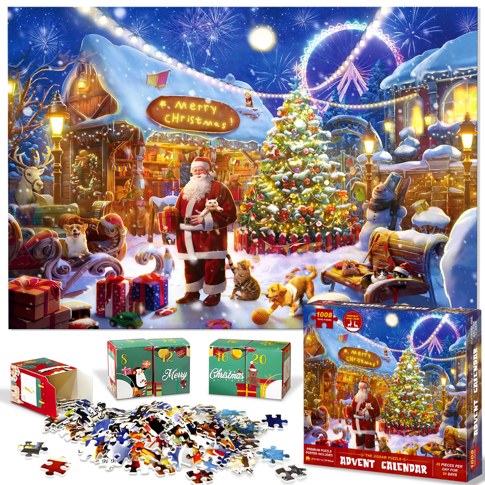 Jigsaw Puzzle Advent Calendar 2024 for Kids and Adults 1008 Pieces