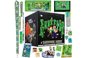 Minecraft Advent Calendar 2025 for Boys Girls with 24 Items, Keychains, Pens, Notebooks, Creeper Christmas Countdown Calendars Gamer Xmas Gifts (Black Cube)