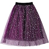 Jastore Girls Tulle Skirts A-line Mesh Skirt Long Tutu Skirts Dress Stars Sequins Tutu Skirt for Toddler Girls