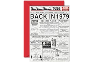 STUFF4 45th Birthday Cards for Men Women - Back In 1979 Newspaper - 45 Happy Birthday Decorations Card for Her Him Dad Mom Husband Wife Uncle Aunt Vintage Retro Born In 1979, A5 Bday Anniversary Cards