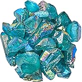 Amazing Gemstone Aqua Aura Quartz Raw Crystals and Healing Stones, Natural Rocks for Meditation and DIY Raw Stones and Crystals (1 lb)