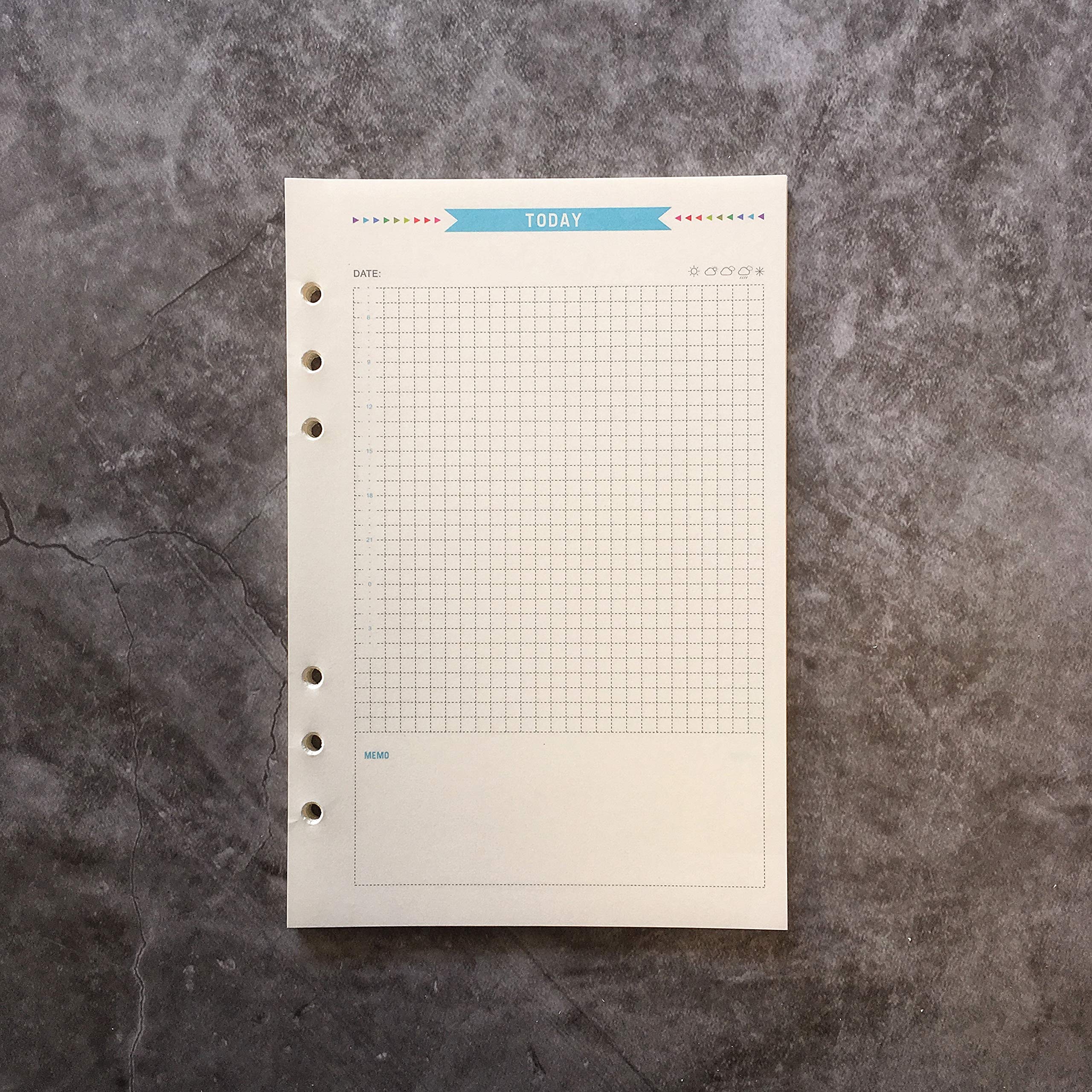 Refiller for 21cm Plastic A5 6-Holes Cover Round Ring View Binder File Folder (A5 Paper Refill-Today Planner, 1 Package)