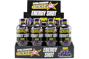 Stacker 2 Extreme Energy Shot Extra Strength, Grape, 2 Fluid Ounce (Pack of 12)