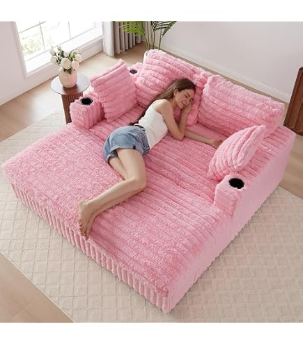 Amazon.com: QHITTY 58'' Plush Faux Rabbit Fur Chaise Loveseat with