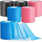 AYNAUHX Pre Wrap Prewrap Athletic Tape, 6 Pack Athletic Sports Wrap | Multi Color Pre-Wrap for Hair Headband Ankle Wrist, Soccer Gymnastics Football Foam Prewrap for Injuries - Pink, Black, Blue