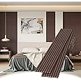 POHARE Wood Slat Wall Panels, 2 Pack 8 x 1 ft Decorative Wood Panels for Wall,Stylish Wall Panels for Interior Wall Decor, Modern Acoustic Wood Wall Panels with Felt Backing, Walnut