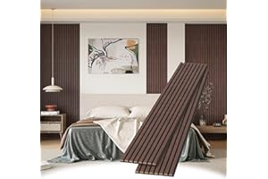 POHARE Wood Slat Wall Panels, 2 Pack 8 x 1 ft Decorative Wood Panels for Wall,Stylish Wall Panels for Interior Wall Decor, Modern Acoustic Wood Wall Panels with Felt Backing, Walnut
