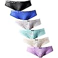 IKINGSKY Men's Cheeky Boxer Briefs Sexy Thong Underwear Breathable Lace Mens Panties