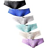 iKingsky Men's Cheeky Boxer Briefs Sexy Thong Underwear Breathable Lace Mens Panties