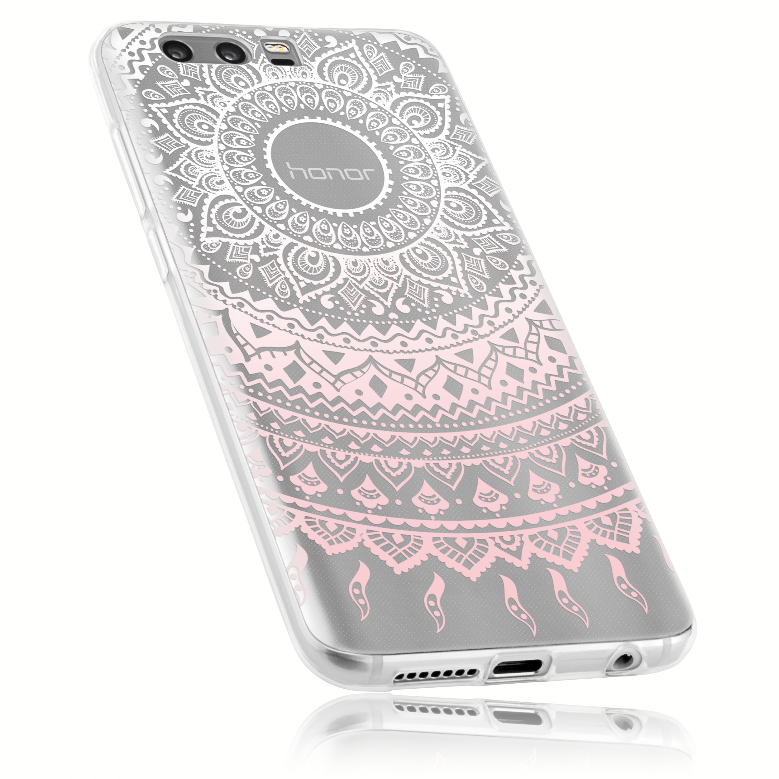 mumbi Protective Case Ultra Slim Case for Huawei Honor 9 in Mandala Design Clear Pink Ultra Slim 0.70 mm