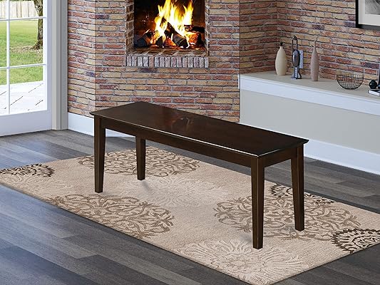 Capri bench with wood seat in Cappuccino