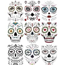 Amazon.com: DaLin 9 hojas de tatuajes temporales del Día de los ...