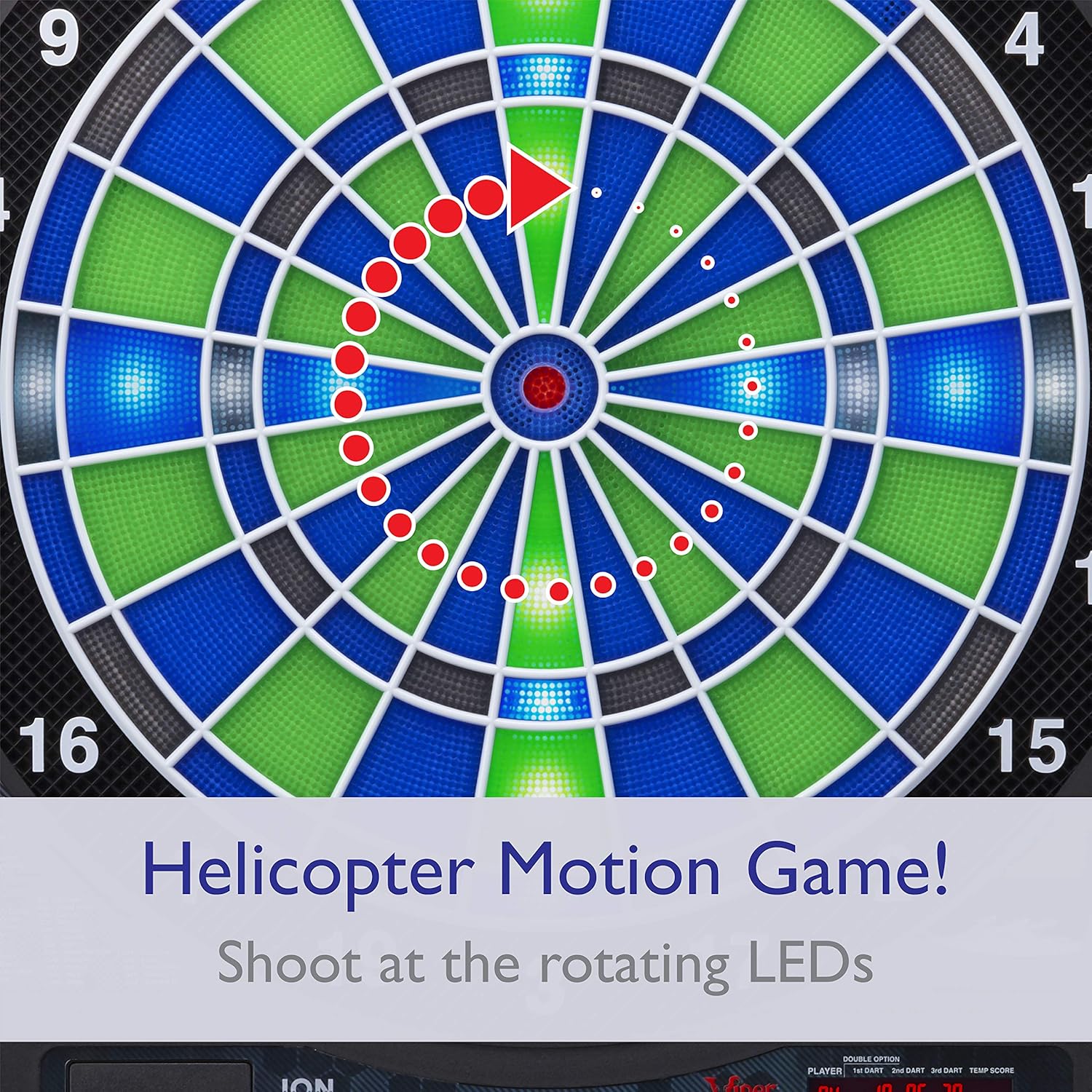 Viper Ion Electronic Dartboard, Illuminated Segments, Light Based Games, Green And Blue Segment Colors, Ultra Thin Spider to Increased Scoring Area, Target Tested Tough Segment For Enhanced Durability : Sports & Outdoors