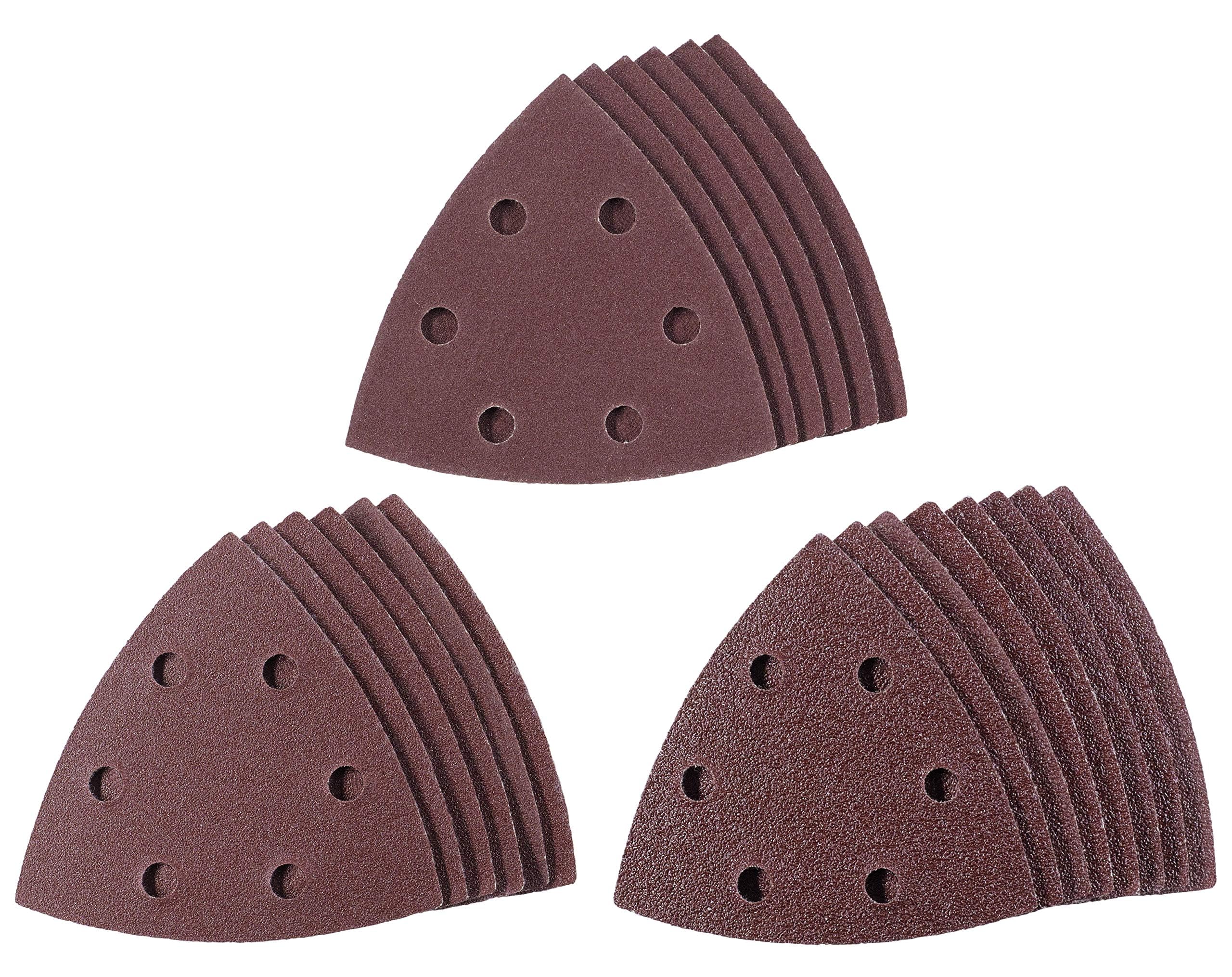 Einhell 20-Piece Delta Sandpaper Set - 93 x 93 x 93mm Triangular Sanding Sheets with Hook and Loop Fixing (8 x P60, 6 x P120, 6 x P180)