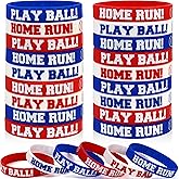 Neureyte 88 Pieces Baseball Rubber Bracelets(4 Styles),Bulk Baseball Silicone Wristbands Softball Game Gifts for Kids Team Accessories Decorations, Silicone Stretch Wristbands for Kids Party Supplies