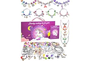 Redtwo 200 Pcs Charm Bracelet Making Kit, Friendship Jewelry Making Supplies Unicorn/Mermaid/Birthday Gifts Toys for Teen Girls Age 4 5 6 7 8 9 10 12 Year Old, Arts Crafts for Kids Ages 8-12