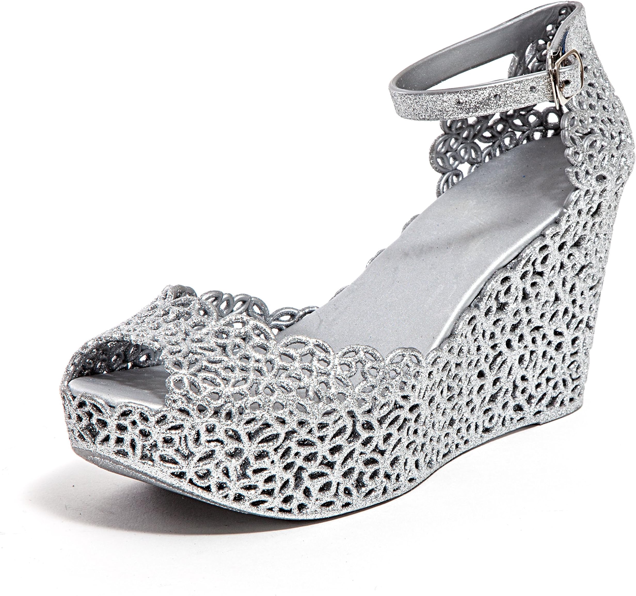 Glitter Jelly Wedge Sandal, Fun