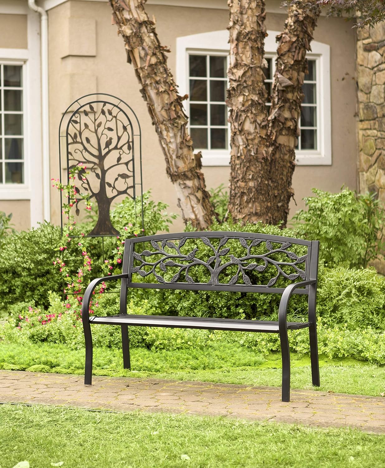 Plow & Hearth Metal jardín Enrejado con diseño de árbol de la Vida ...