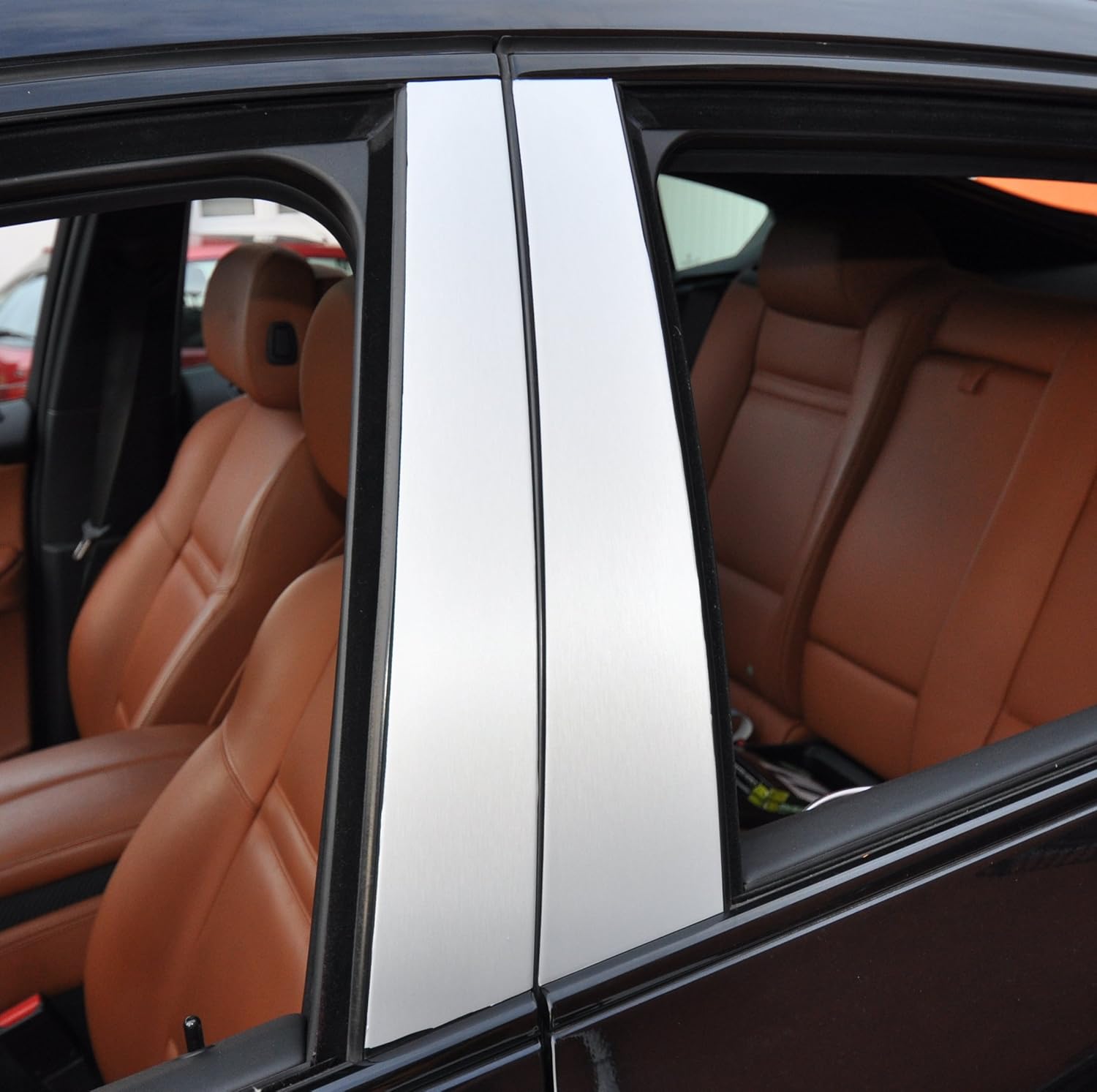 6x Alu brushed silver door trim panel B pillar door pillar suitable for