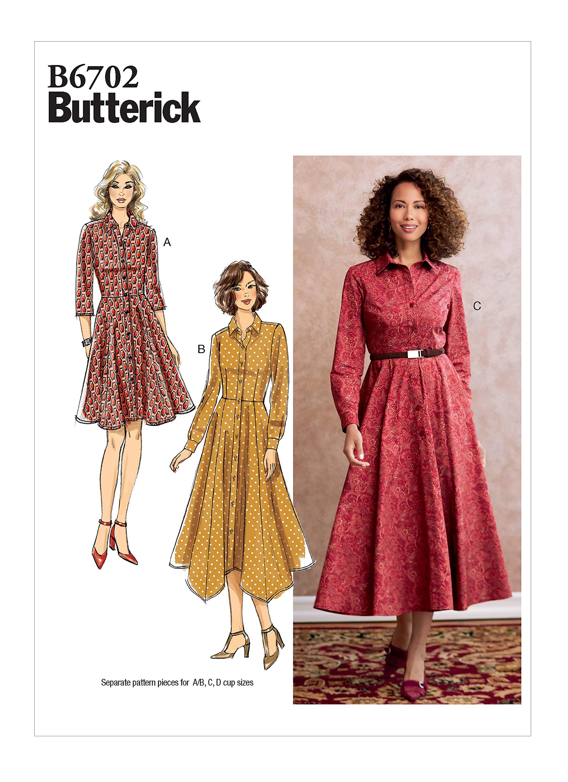 Butterick Paper Pattern-B6702E5-MISSES-DRESS, White