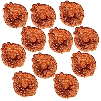 Jcj Art and Craft Hub (Set of 11) Handmade Traditional Butterfly Shaped Plain Mitti Diya-Deepak-Clay Diya-Terracotta Diya & Eco Friendly for All Kind of Festival Diwali/Navratri
