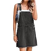 Glamaker Womens Denim Overalls Dress - Casual Summer Loose Romper Sleeveless Adjustable Straps Jumper Jean Mini Dresses 2025
