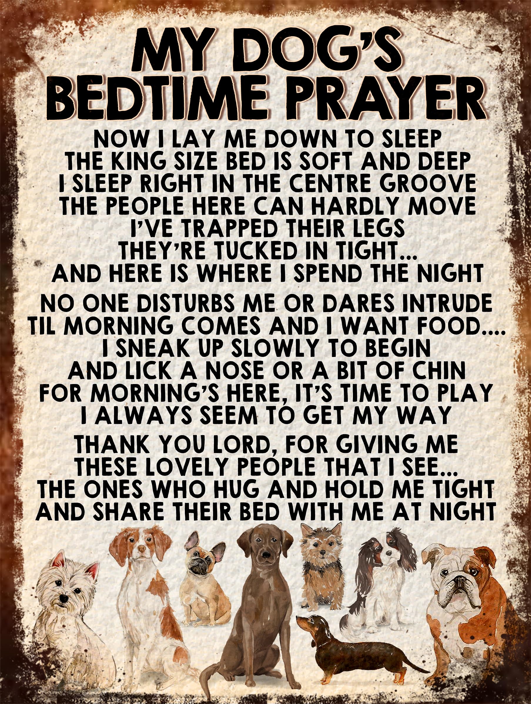 Shawprint MY DOG'S BEDTIME PRAYER RETRO STYLE METAL TIN SIGN/PLAQUE DOGS (Various Breeds) (10" x 8")