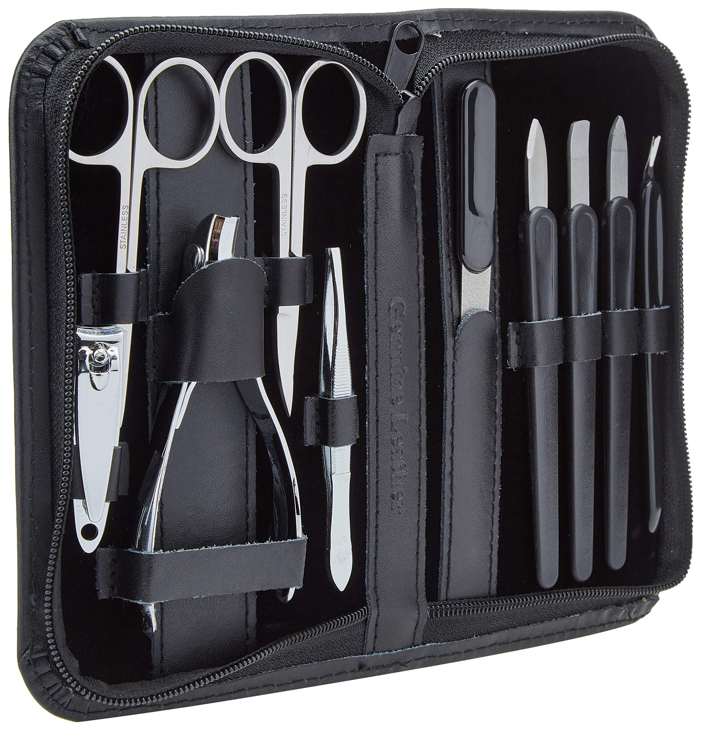 Clauss Manicure Case Real Leather, Black - 10-Part — image 1