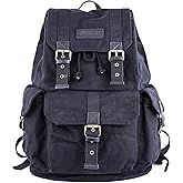 GOOTIUM 21101BLK Specially High Density Thick Canvas Backpack Rucksack,Black