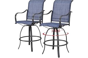 PatioFestival Outdoor Swivel Bar Stools Patio High Bistro Stool Height Chairs All Weather Furniture Bar Dining Chair,Set of 2