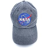 Aeisage NASA Hat Vintage Baseball Cap NASA Logo Cotton Caps for Men Dad Hat Washed Cotton Hats for Women