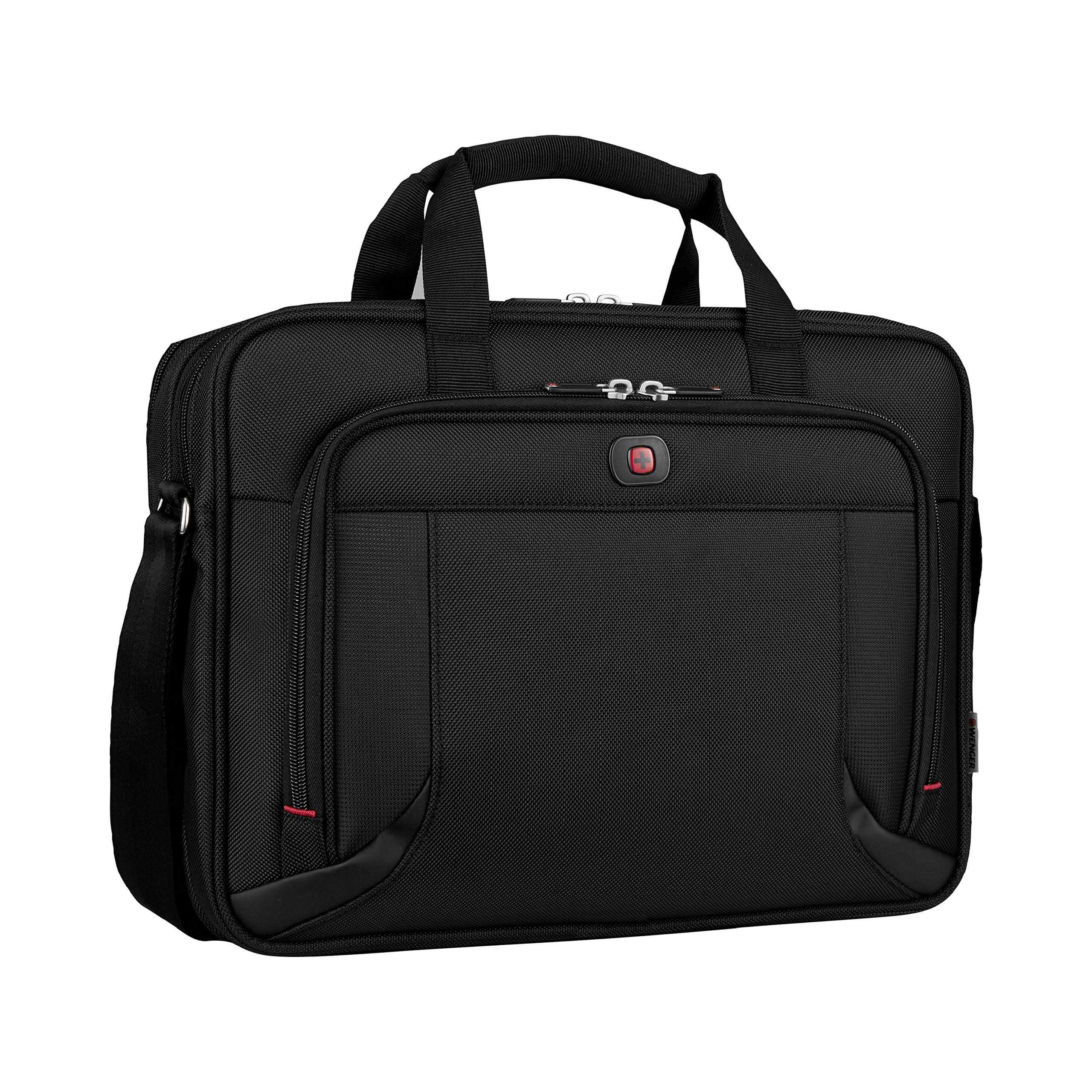 Wenger Prospectus 16" Laptop Business Case, Padded 16" Laptop & 10" Tablet Pockets, Anti‑Scratch Lining, Essentials Organizer, Adjustable Shoulder Strap, Black