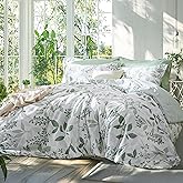 Bedsure Comforter Set Queen Size - Cute Floral Bedding Comforter Set, 3 Pieces, 1 Soft Reversible Sage Green Botanical Flowers Comforter and 2 Pillow Shams