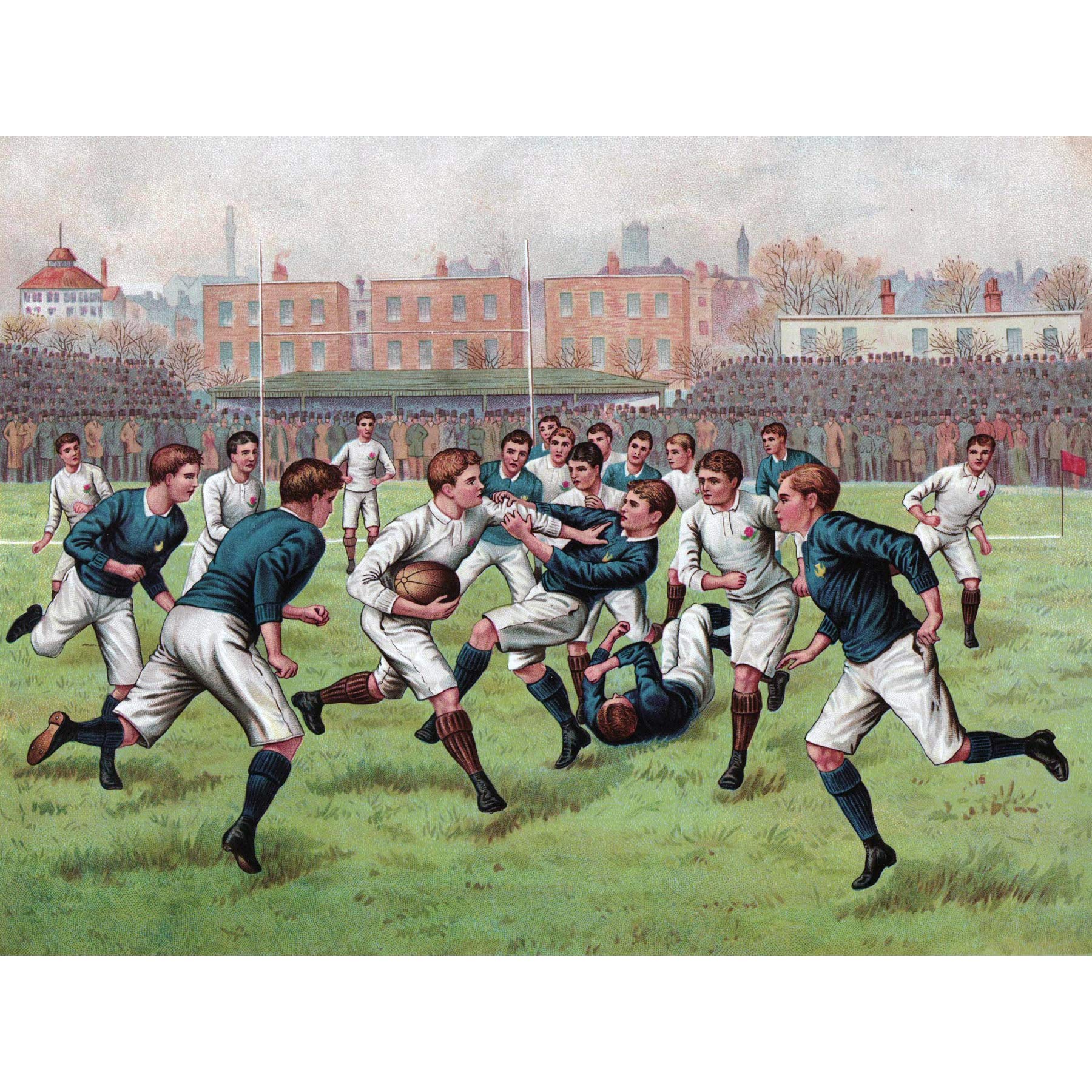 Leinwandbild, Motiv: Schottland England 1893, Rugby-Fußball-Match, großes Wandbild