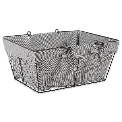Dii Chicken Wire Basket Removable Liner Egg Stripes