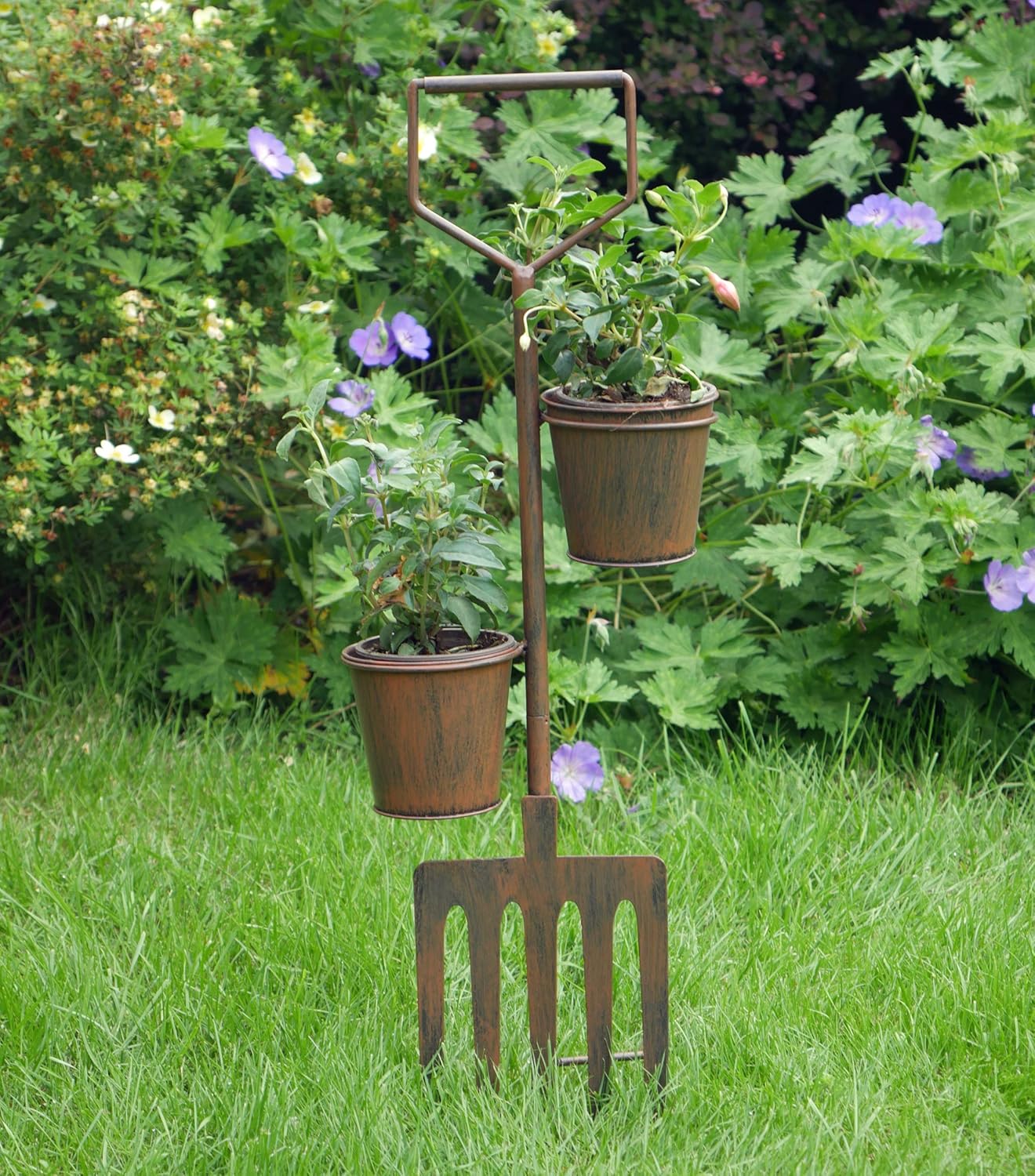 Ablerhome Decor Garden Fork Shaped Ornamental Stake Plant Pots Rustic