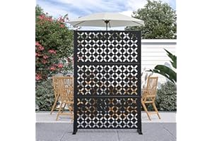 CKZBX Metal Privacy Screen Outdoor 72" H×47" W,Freestanding Decorative Privacy Screen for Balcony Yard&Garden,Privacy Fence-Black&Louvered (X)