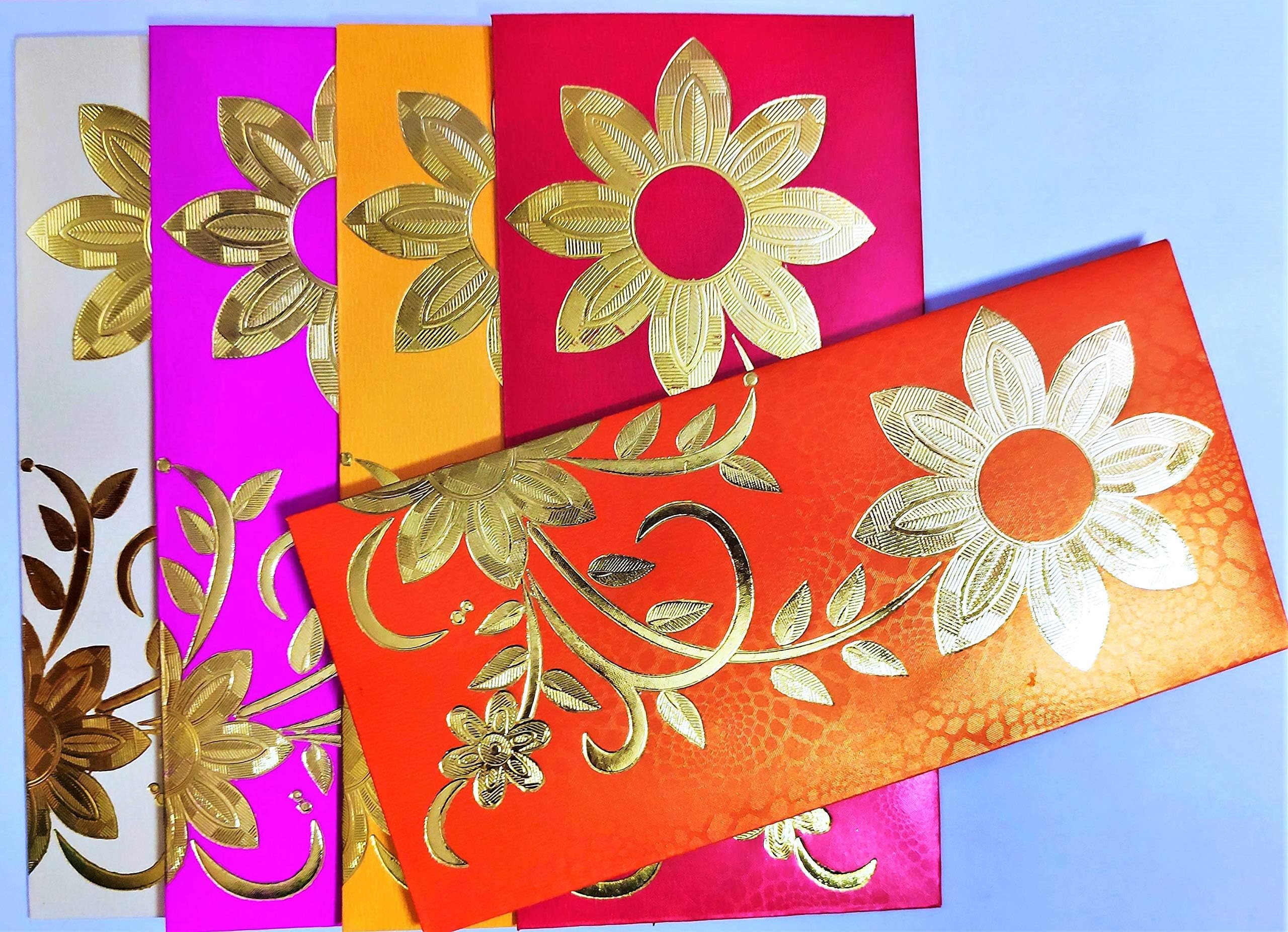 Pack of 40 Exclusive Printed Design Shagun Envelopes in Assorted Bright Colors