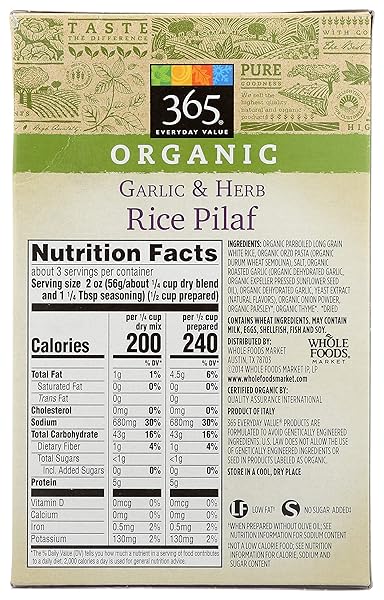 365 EVERYDAY VALUE, ORGANIC GARLIC & HERB RICE PILAF, 6.1 OUNCE