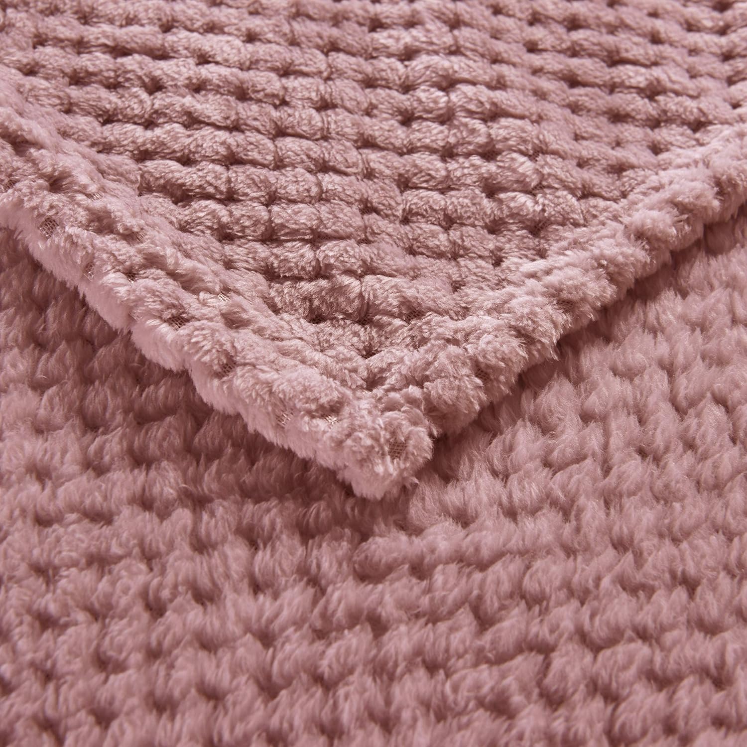Exclusivo Mezcla Queen Size Waffle Flannel Fleece Bed Blanket as Bedspread/Coverlet/Bed Cover/Bed Sheets (90" x 90", Pink) - Soft, Lightweight, Warm and Cozy: Home & Kitchen