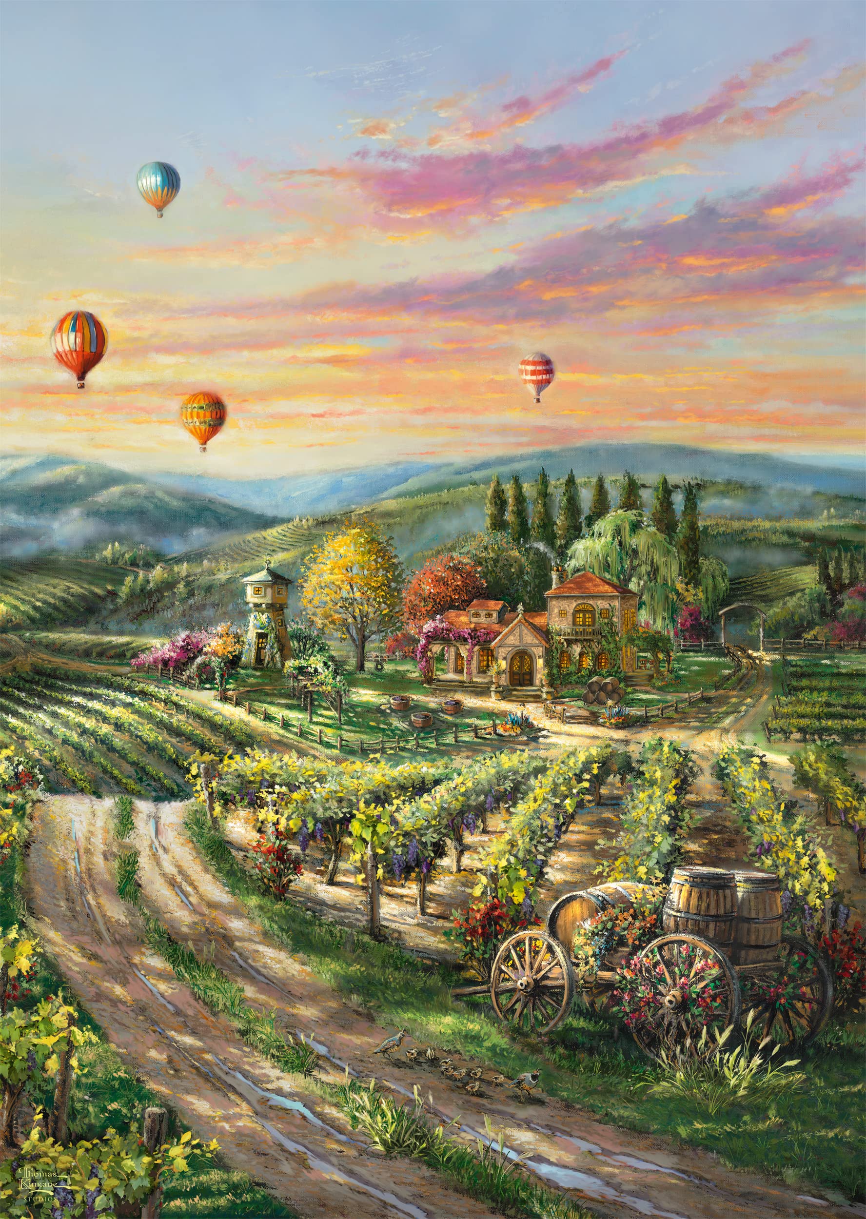 Schmidt Spiele 57366 Thomas Kinkade, Peaceful Valley Vineyard, 1000 Stück Puzzle