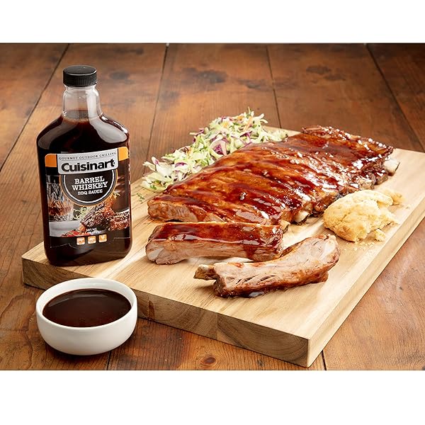 CUISINART CGBS-010 BARREL WHISKEY BBQ, PREMIUM FLAVOR AND BLEND FOR MARINADE, DIP, SAUCE OR GLAZE, PERFECT WITH BRISKET, RIBS, CHICKEN, PORK CHOPS & FRENCH FRIES, 13 OZ BOTTLE