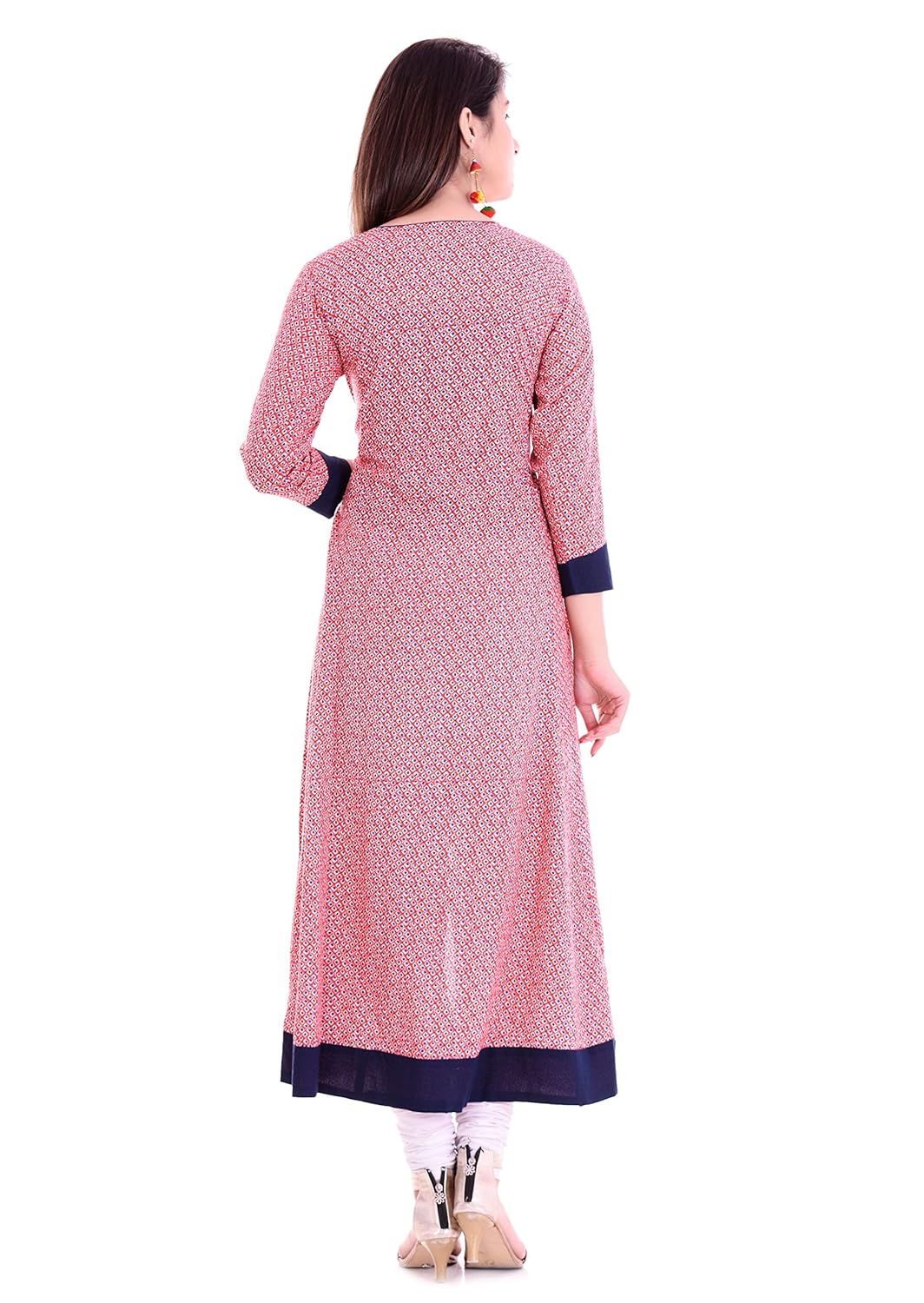 yash gallery women's rayon anarkali printed kurti(pink)
