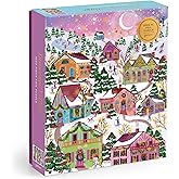 Galison Snowcap Village – 1000 Piece Foil Joy Laforme Jigsaw Puzzle Featuring Beautiful Artwork of Snowcapped Village During 