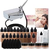 Belloccio Professional Airbrush Cosmetic Makeup System, Master Set, 1/2oz | Complete Master Set with All 17 Foundation Shades plus Blush, Shimmer and Bronzer in 1/2 oz bottles