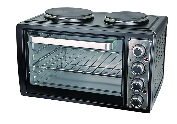 Team Kalorik Kleinküche mit Multiofen und 2 Kochplatten (0-230°C), 28 l Innenraumvolumen, 3100 W, Schwarz, TKG MK 1002
